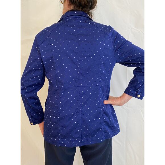Chicos Size 2 Jacket - Blue and White polka dot shirt jacket with snap closures - Picture 4 of 4